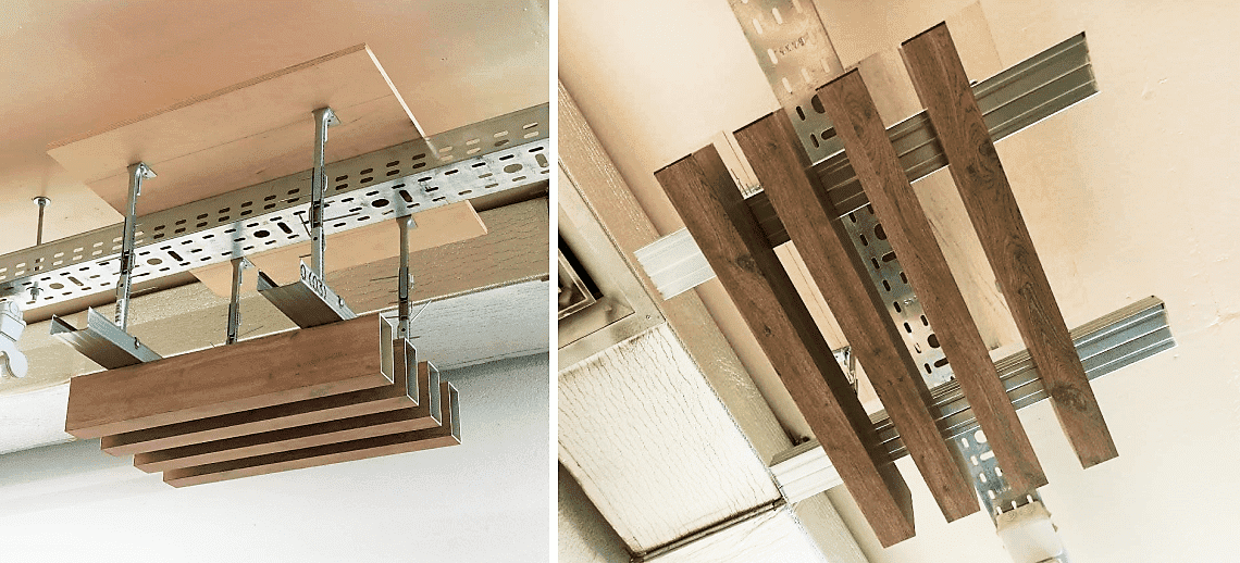 Образцы Wallhof — рейки потолочные алюминиевые.